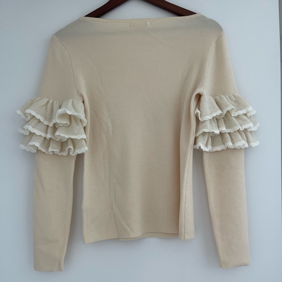 Club Monaco Wool Sweater Ruffle Sleeve - Picture 2 of 5
